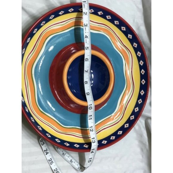 Multi-Colored Chip & Dip Serving Dish 13.5” Dinner Birthday Football Party EUC - Picture 6 of 8